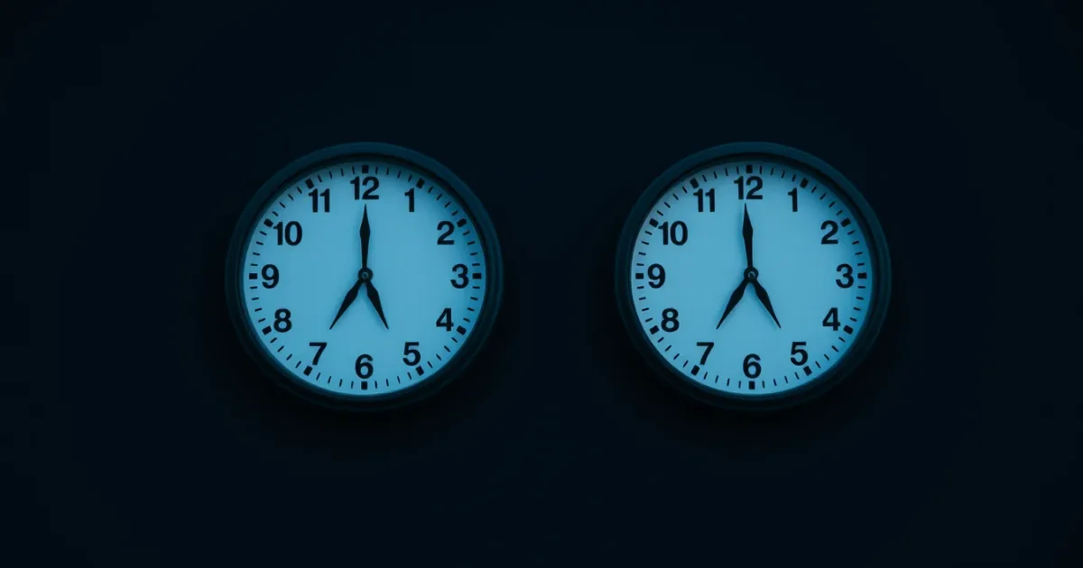 Two clocks on a dark wall showing different hours, illustrating Branch profits tax for a UK company