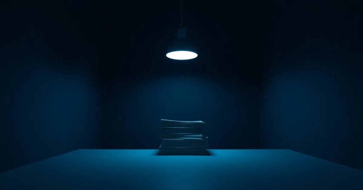 Closed folders stacked on a desk under a single lamp, illustrating california tax after moving abroad