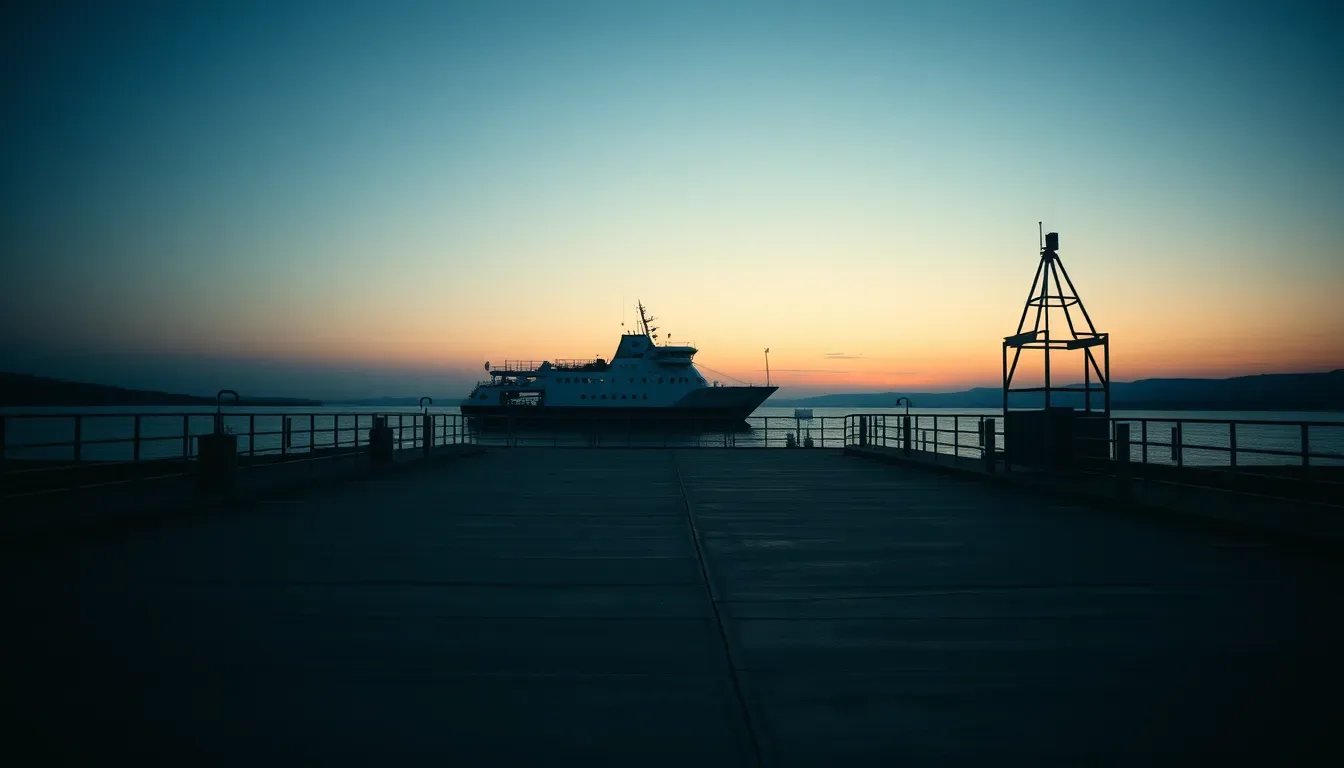 A ferry terminal on a river estuary at dawn, its berth empty, illustrating Cannot pay your tax bill: what to do