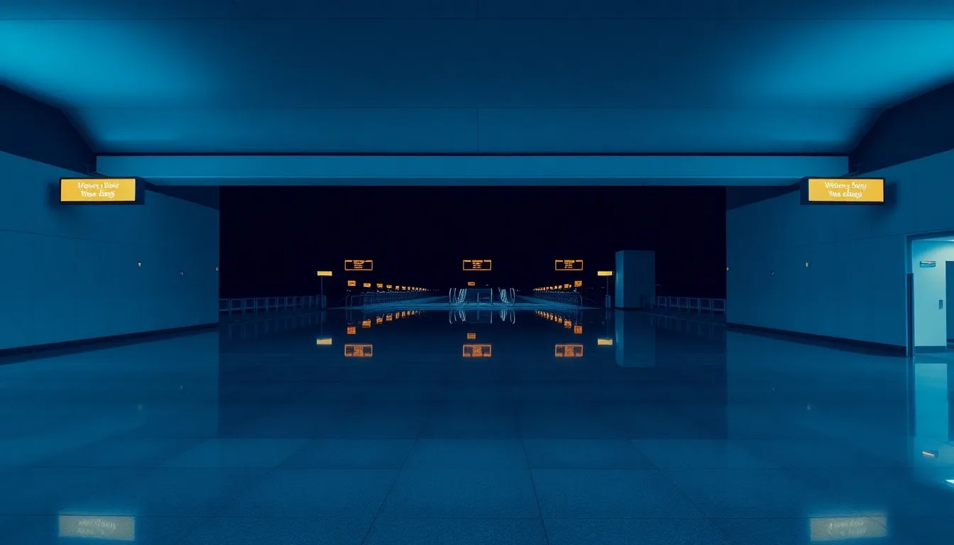An empty airport departure hall at night, illustrating Delinquent FBAR procedures: your way back