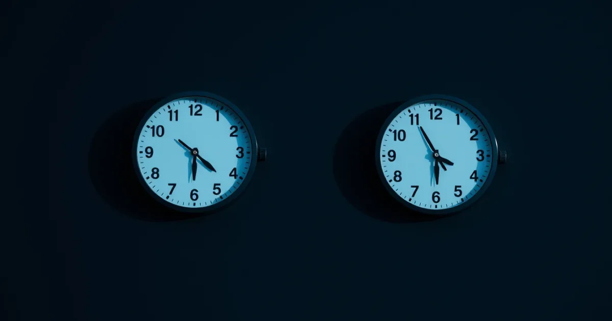 Two clocks on a dark wall showing different hours, illustrating EIN for a UK company: when you need one