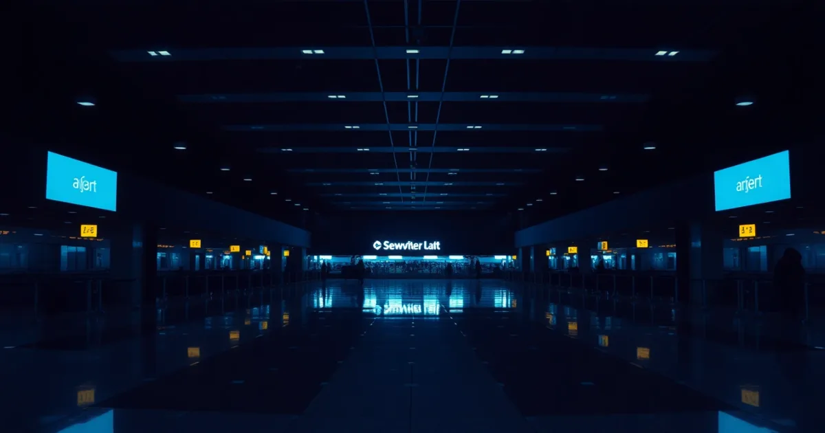 An empty airport departure hall at night, illustrating estimated tax when you live abroad