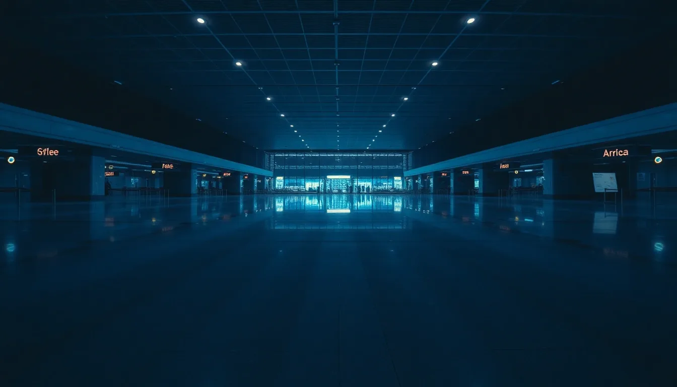 An empty airport departure hall at night, illustrating Foreign tax credit or FEIE: which wins?