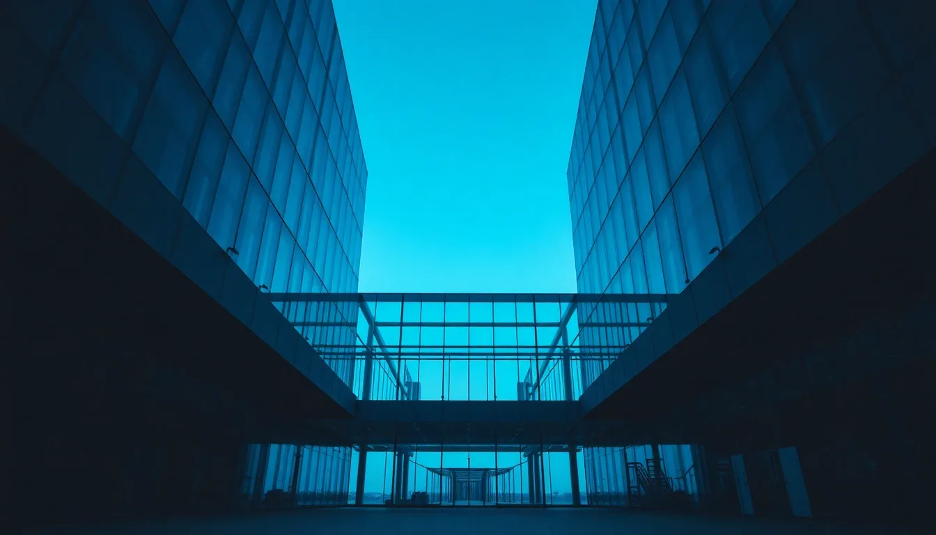 An empty steel and glass atrium seen from below, illustrating Form 3520: reporting a foreign gift