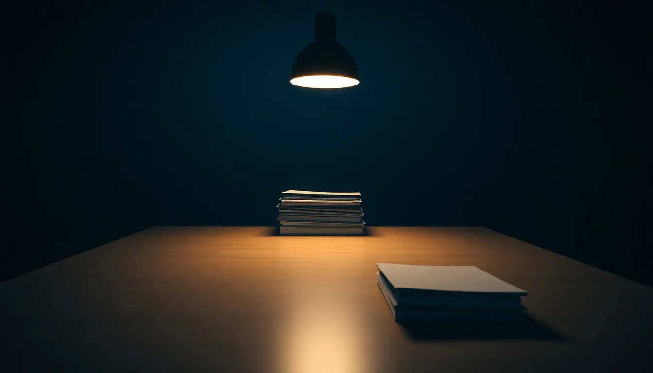 Closed folders stacked on a desk under a single lamp, illustrating Form 709 for Americans abroad