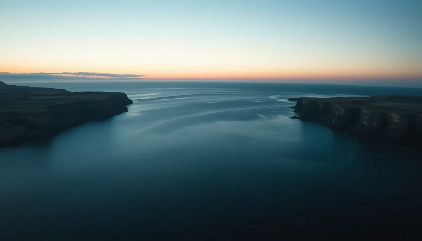 Two coastlines facing each other across a narrow strait, illustrating Form 8832 for a UK company