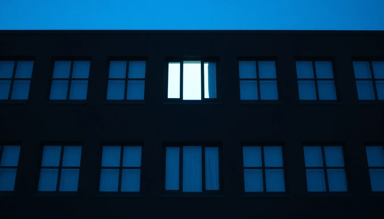 A dark facade of identical windows, a few lit from within, illustrating net CFC tested income and GILTI