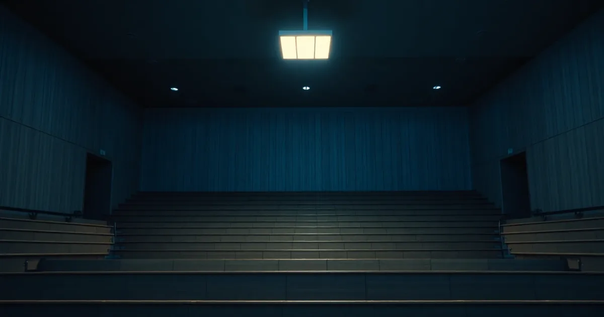 An empty chamber of tiered wooden benches, illustrating How HMRC knows about your income