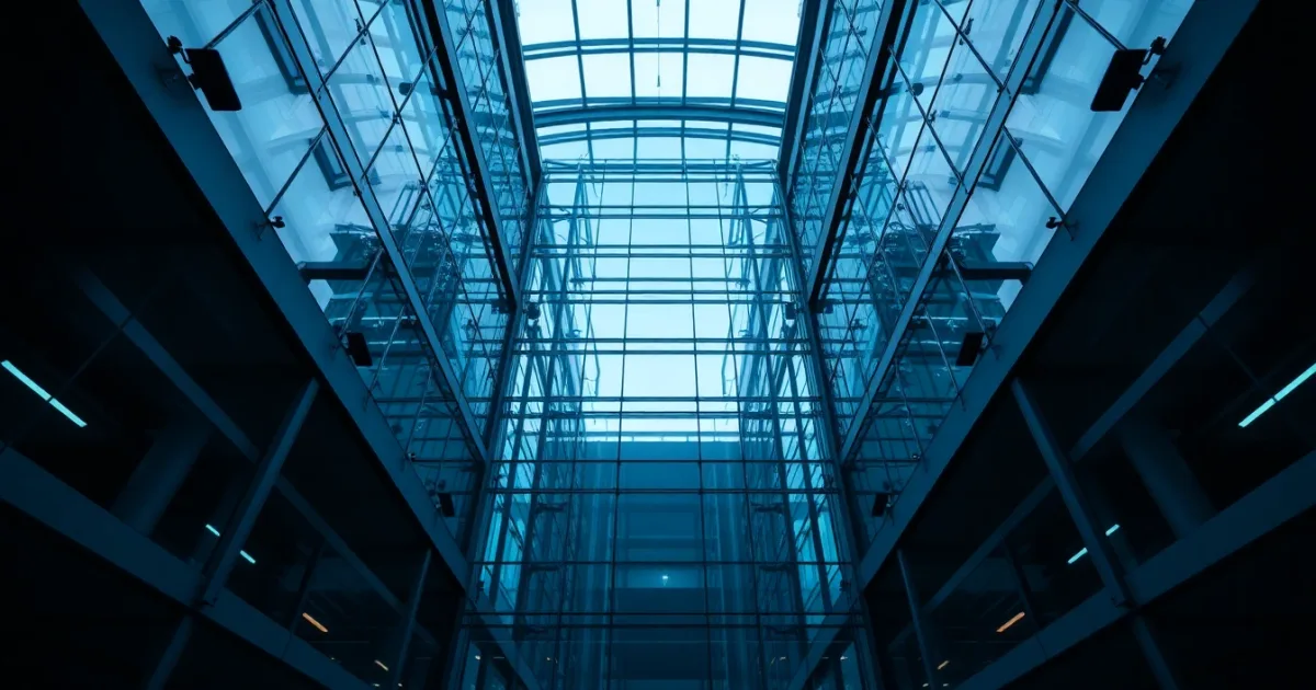 An empty steel and glass atrium seen from below, illustrating PFIC test: is your fund caught?