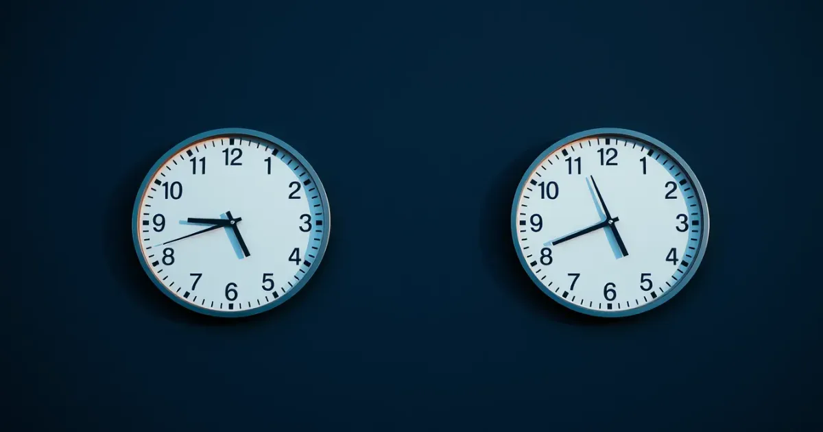 Two clocks on a dark wall showing different hours, illustrating Life insurance in trust and US tax