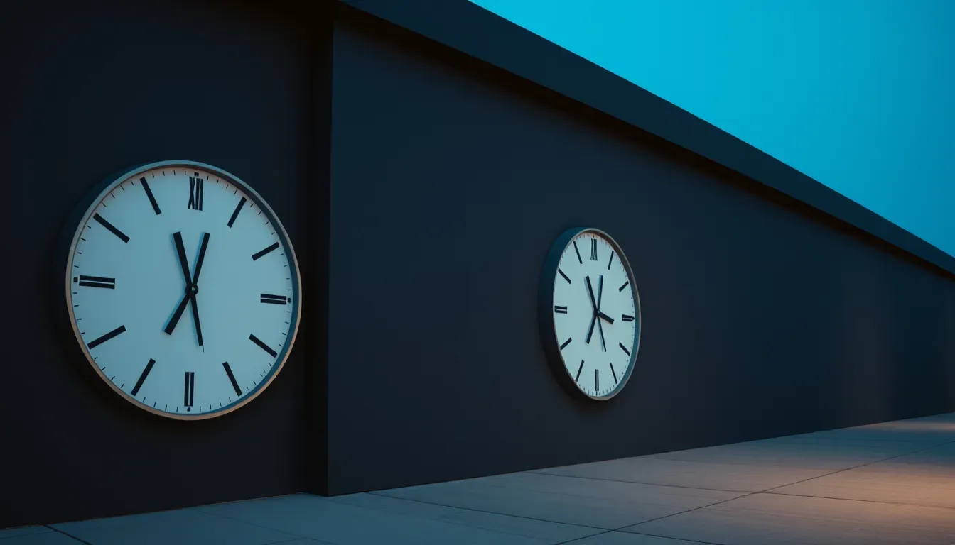 Two clocks on a dark wall showing different hours, illustrating Life insurance in trust and US tax