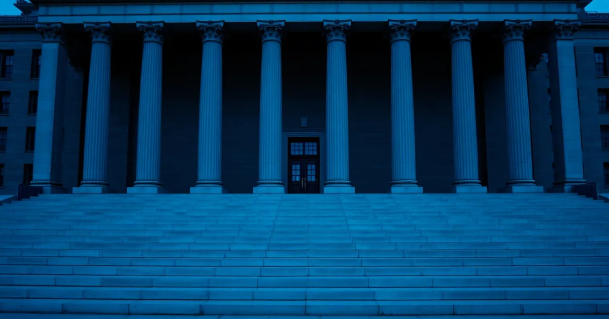 The colonnade of a neoclassical federal building at dusk, illustrating Net investment income tax for expats