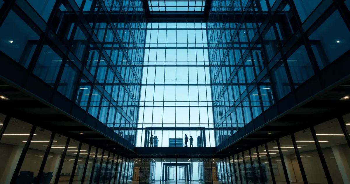 An empty steel and glass atrium seen from below, illustrating October 15 deadline: what expats must file