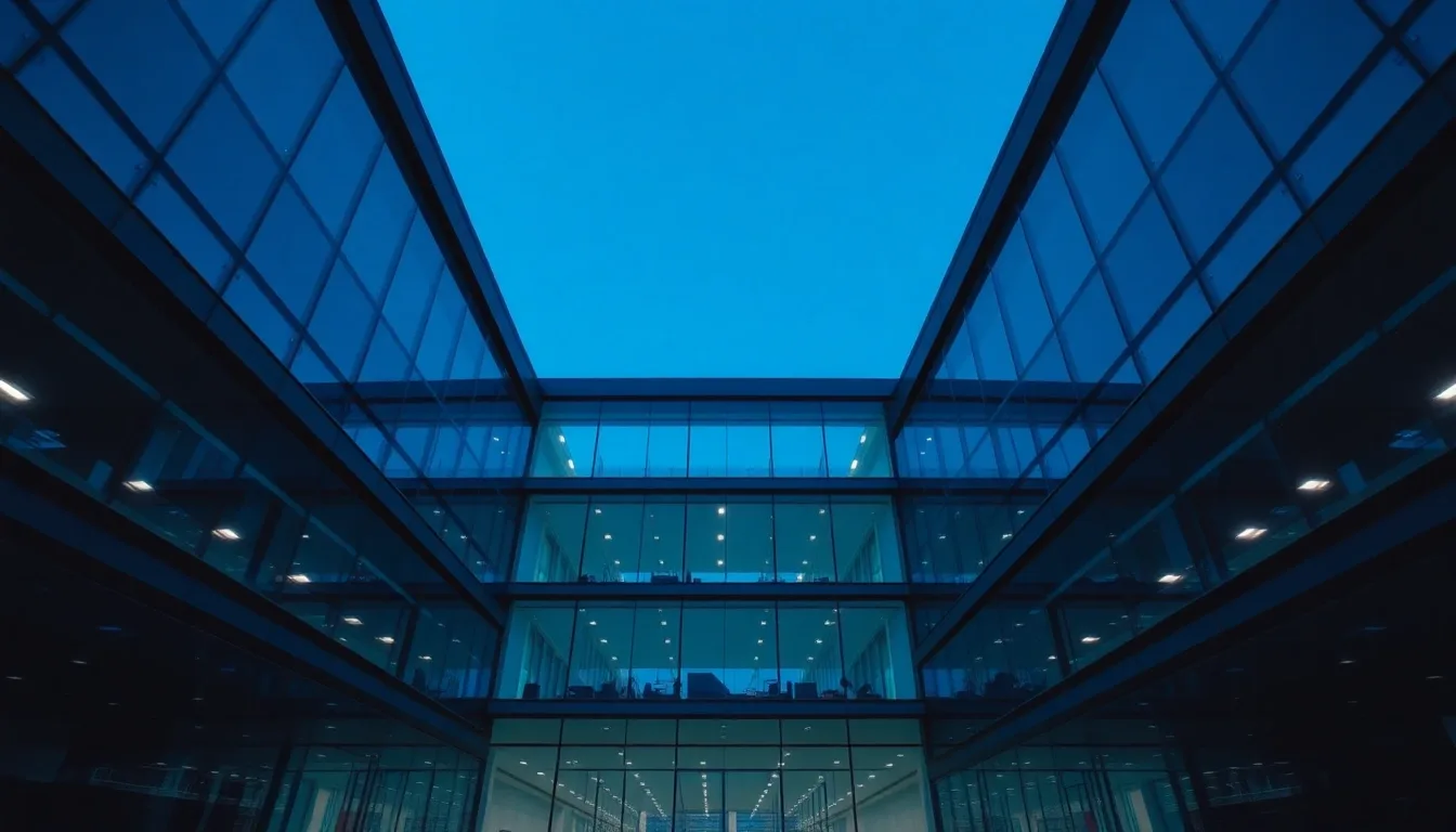 An empty steel and glass atrium seen from below, illustrating October 15 deadline: what expats must file