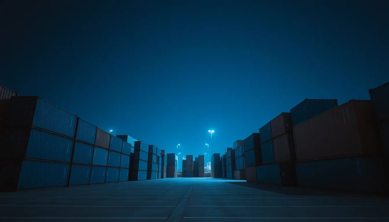 Harbour gantry cranes silhouetted against the night sky, illustrating What a P60 means for your US return