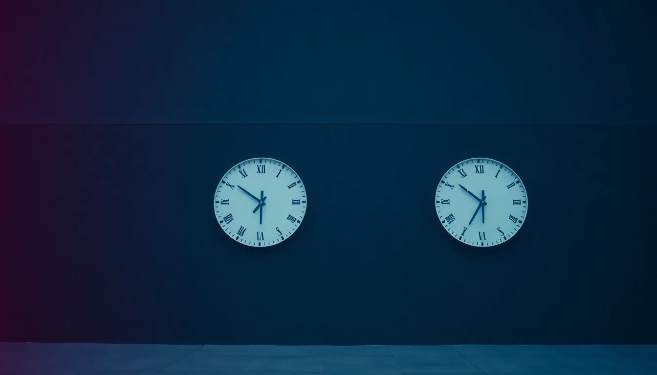 Two clocks on a dark wall showing different hours, illustrating retiring to the UK: the tax map