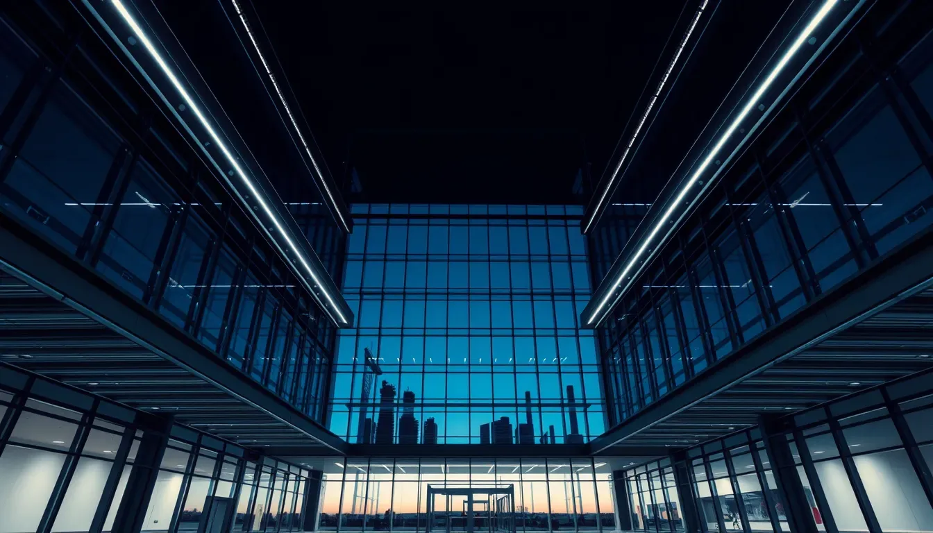 An empty steel and glass atrium seen from below, illustrating student loan forgiveness and living abroad