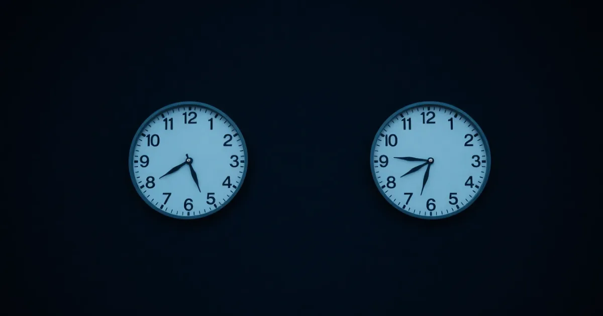 Two clocks on a dark wall showing different hours, illustrating Cross-border financial plan: US and UK
