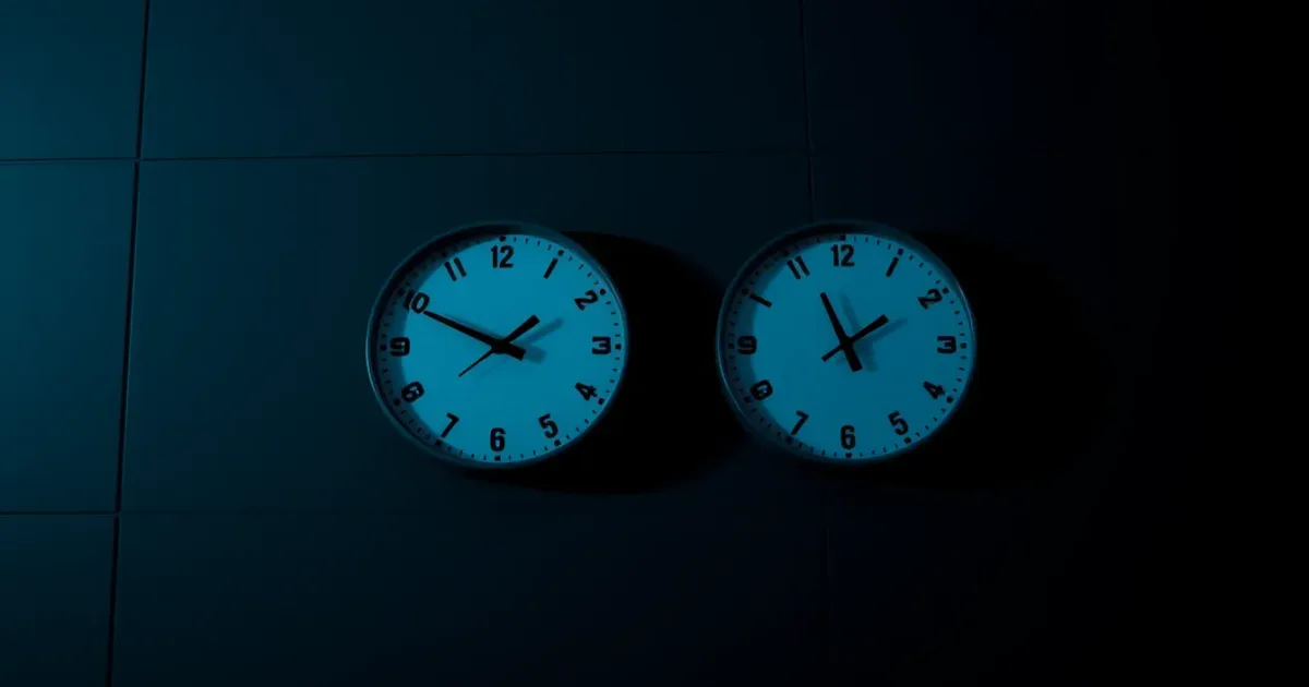 Two clocks on a dark wall showing different hours, illustrating UK benefits on a US tax return