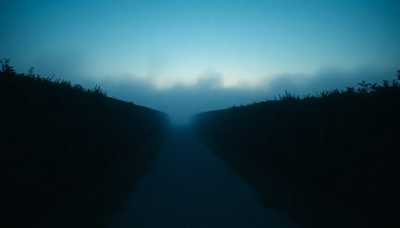 A hedged garden path fading into evening mist, illustrating UK pensions under US tax rules