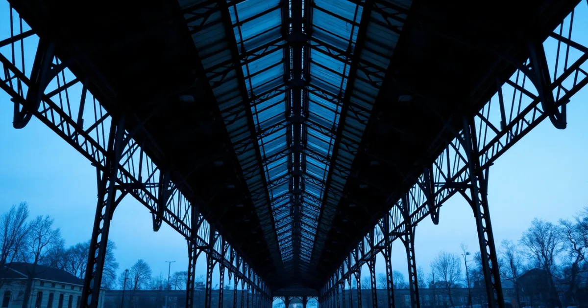 Iron trusses beneath a Victorian railway station roof, illustrating Statutory residence test: are you resident?