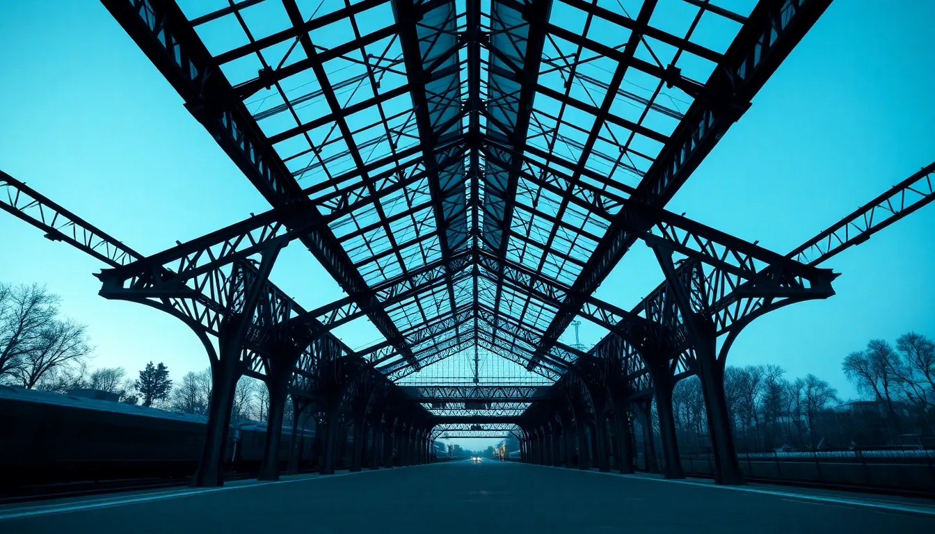 Iron trusses beneath a Victorian railway station roof, illustrating Statutory residence test: are you resident?