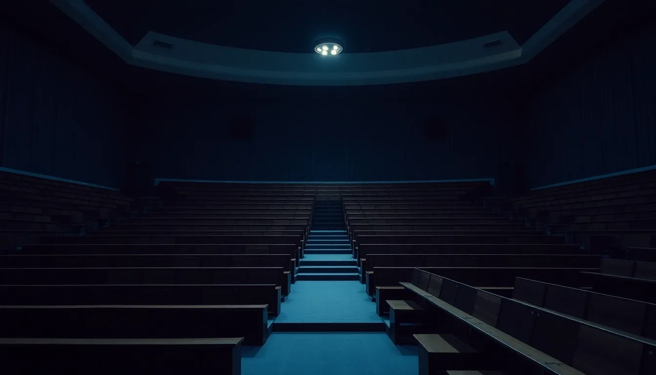 An empty chamber of tiered wooden benches, illustrating UK tax year of arrival explained