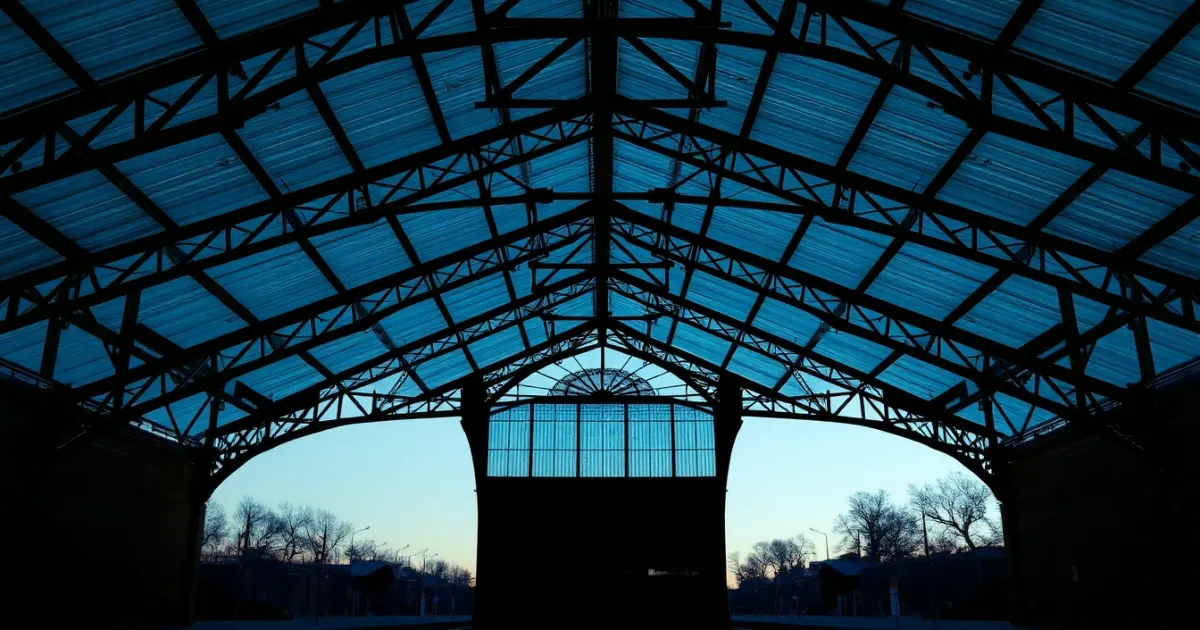 Iron trusses beneath a Victorian railway station roof, illustrating VAT registration for founders