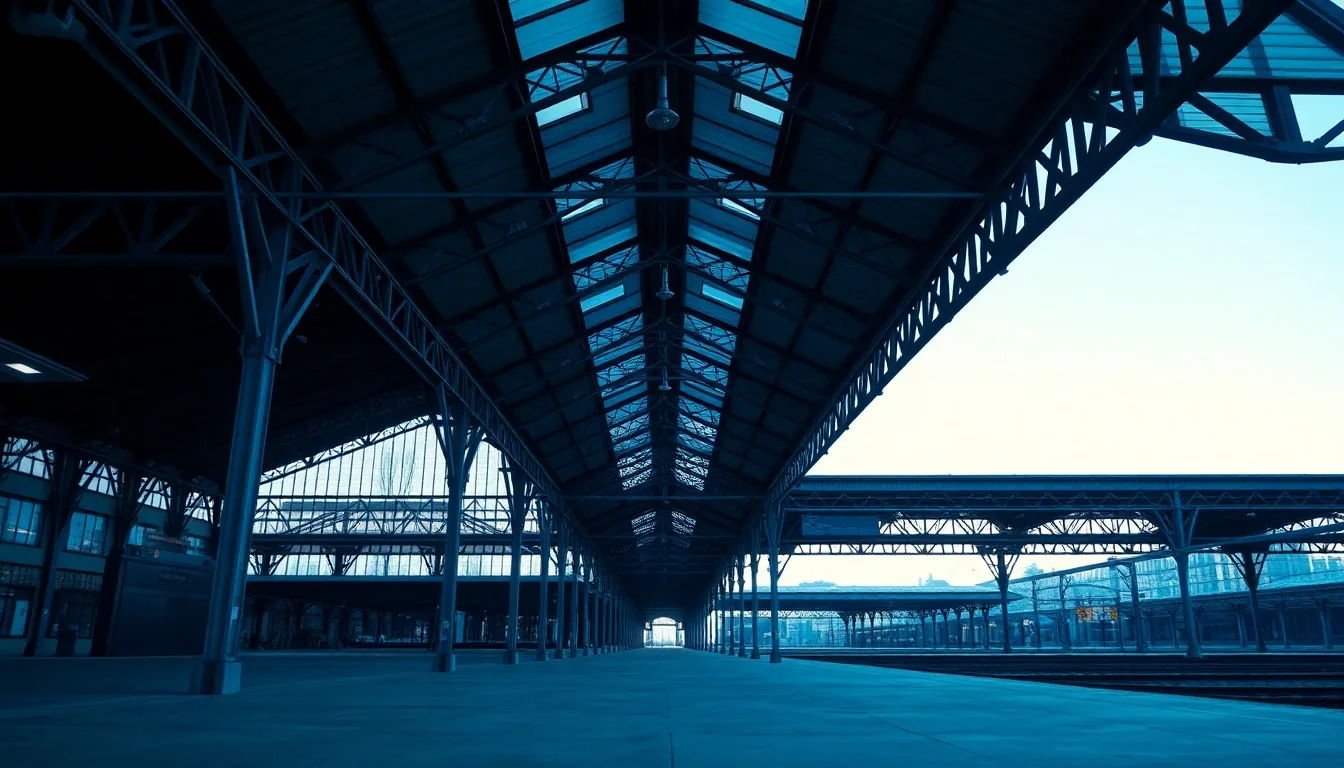 Iron trusses beneath a Victorian railway station roof, illustrating VAT registration for founders
