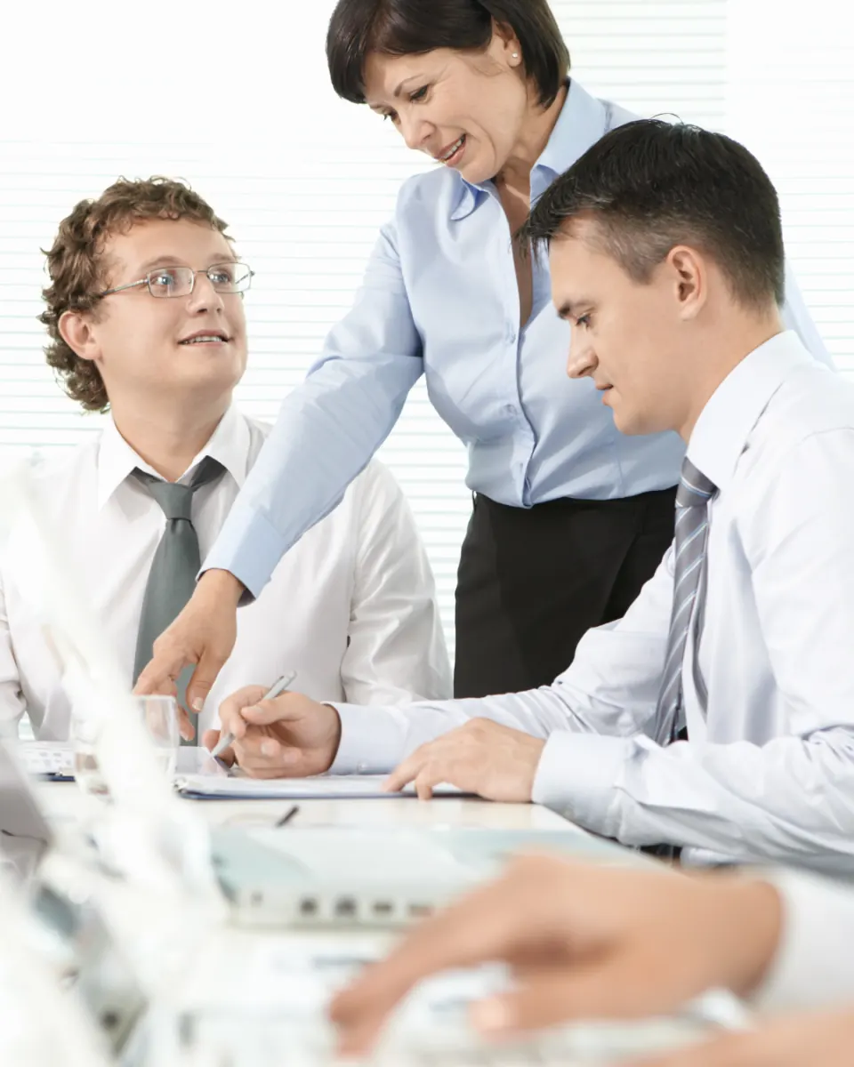 An adviser talking a client through a fee quote