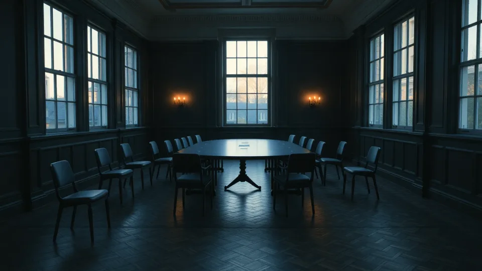 A panelled committee room at dusk, illustrating the professional bodies that license the CPA, Enrolled Agent and chartered accountant credentials a US and UK tax adviser holds