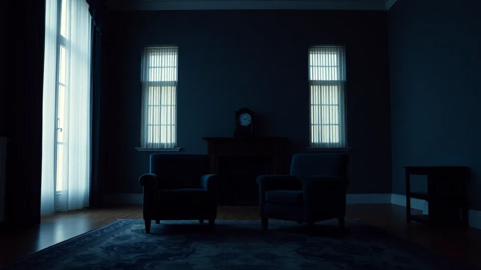 Two empty armchairs beside a mantel clock in a quiet room at dusk, illustrating the long horizon of UK pension decisions and how treaty Article 18 treats growth and contributions differently